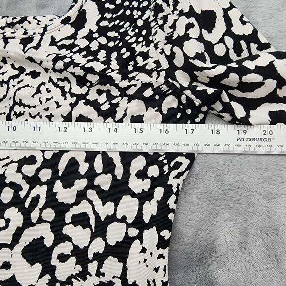 Forever 21 Dress Womens L Black White Animal Print Bodycon Back Bow Cutout Party - Picture 6 of 9